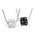 Fashionable jewelry new design long necklace white and black color couple ring necklace
